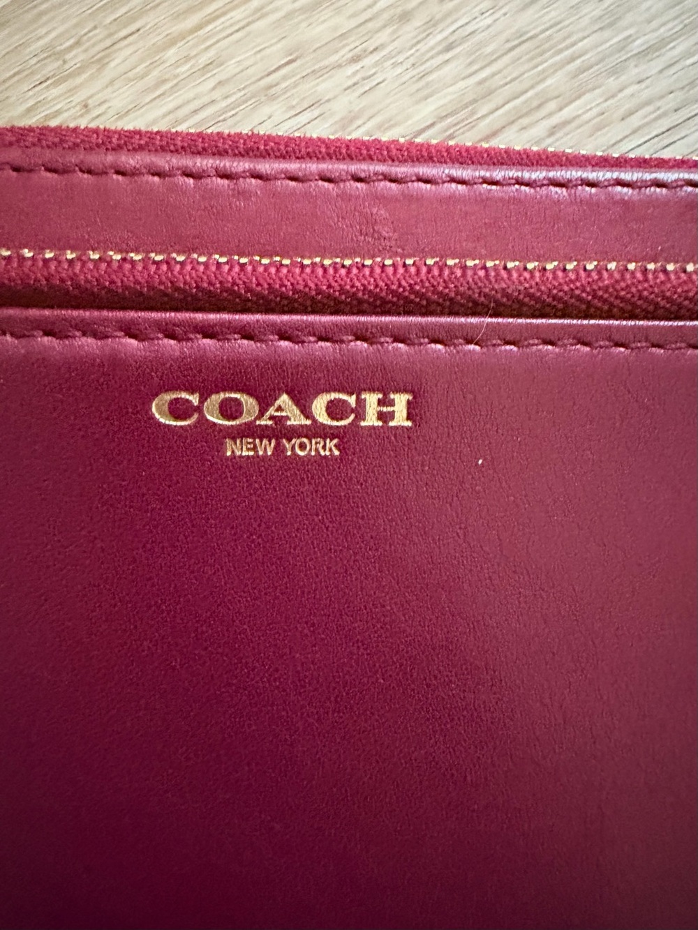Coach Raspberry Magenta Red Zip-Around Wristlet Wallet - Picture 3 of 6